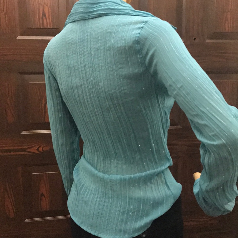 Teal shirt with silver stripes size M - Picture 12 of 17